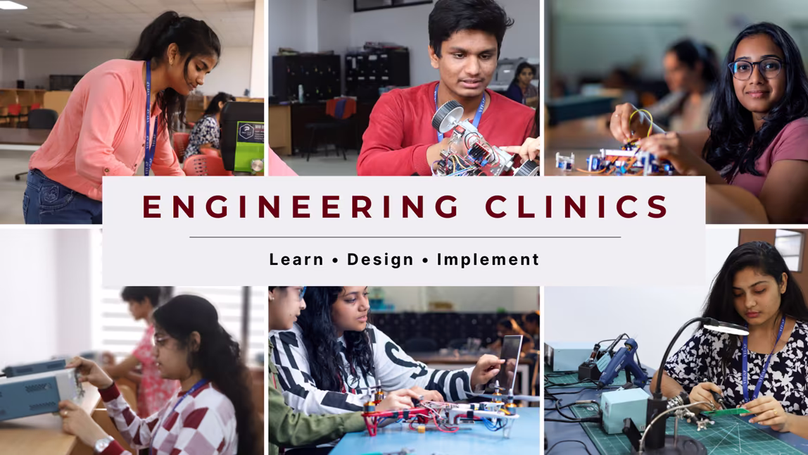 Students presenting projects during Engineering Clinics Expo