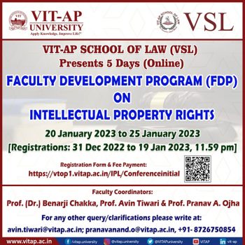 5 Day Faculty Development Program(FDP) on Intellectual Property Rights - VSL