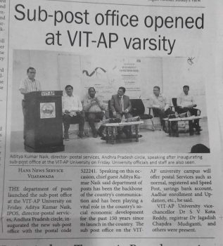 Sub-post office opened at VIT-AP varsity