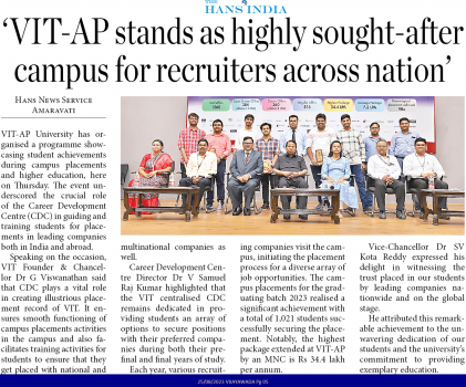 VIT-AP stands as highly sought-after campus for recruiters across nation