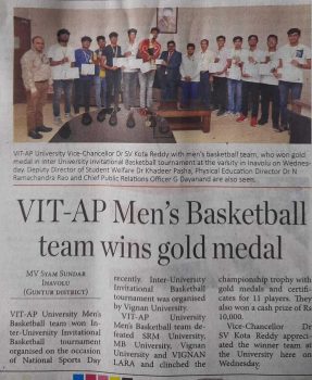 VIT-AP Men's Basketball team wins gold medal